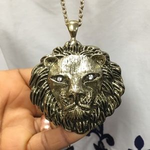 Jewelry - Lion head long pendant necklace w/ Rhinestone eyes Jewelry - Lion head long pendant necklace w/ Rhinestone eyes